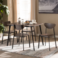 Baxton Studio D01178S-5PC-Dining Set Ornette Mid-Century Modern Matte Black Frame 5-Piece Dining Set